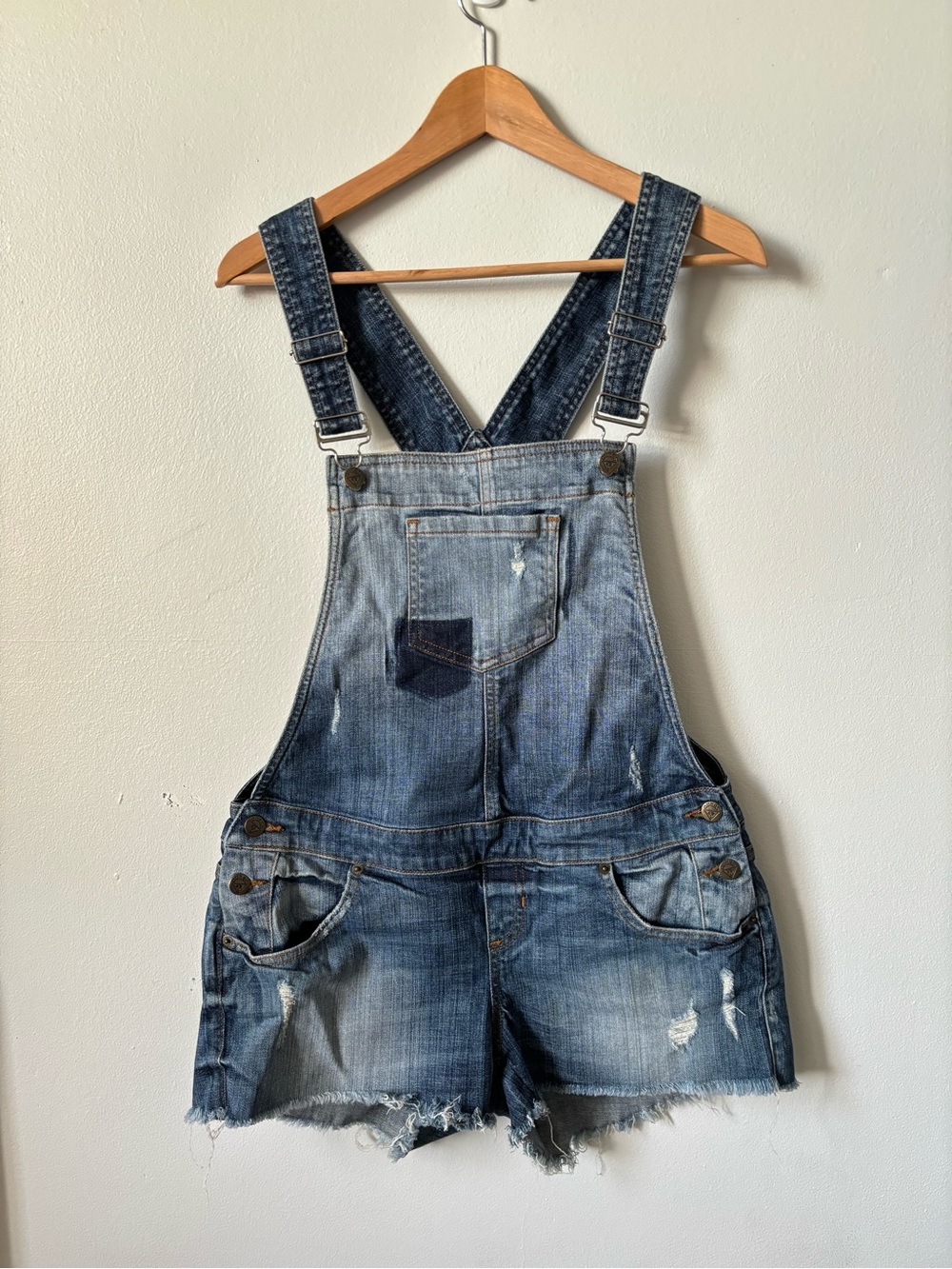 Vintage Guess Blue Denim Overalls with Contrast Stitching Y2K